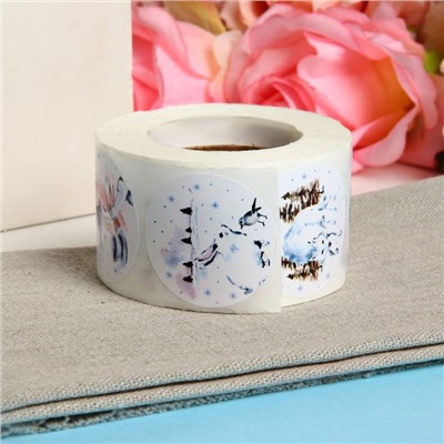 Наклейки в рулоне «Новогоднее настроение», для декора и подарков, 500 шт., 3.8×3.8 см