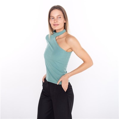 Лонгслив на одно плечо женский, оливковый, размер 42