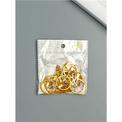 Основа для брелока: кольцо с плоским креплением, металл под золото, набор 12 шт., 3×6 см