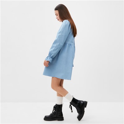 Платье мини женское джинсовое с воротником MIST, размер 42, светло-голубое