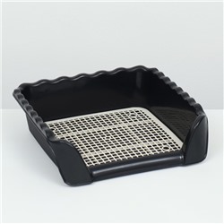 Туалет для собак с высокими бортами и съемной сеткой 38×36×12 см, чёрный