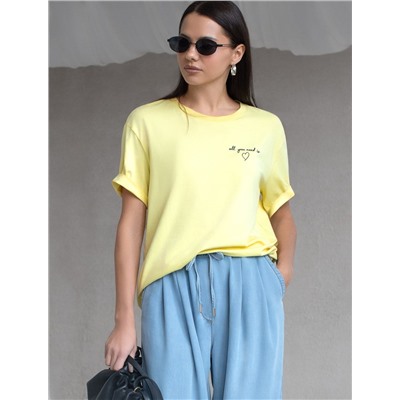 Свободная футболка с принтом из премиального хлопка с эластаном