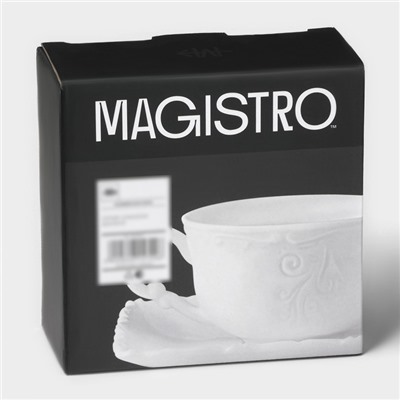 Кофейная пара Magistro Kingdom, кружка 120 мл, блюдце 12.7 см, фарфор, белая