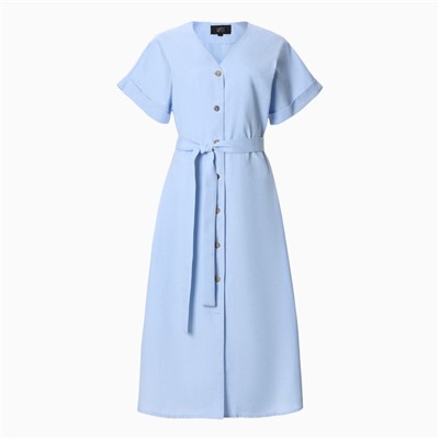 Платье на пуговицах миди женское MIST Summer time, голубое, размер 50