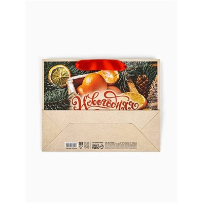 Пакет подарочный новогодний бумажный, «Новогодняя сказка», 24×20×11 см