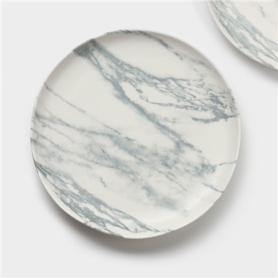 Десертные тарелки Magistro Real Marble, d=21 см, набор 2 шт., фарфор, белые