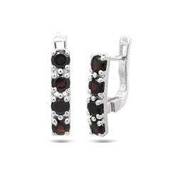 Серьги из серебра гранат, Иней