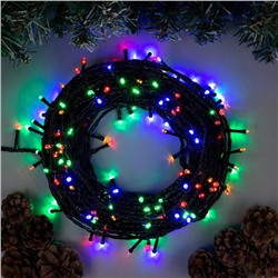УЦЕНКА Гирлянда «Нить», 20 м, IP20, 200 LED, 20 В, 8 режимов, тёмная нить, свечение мульти