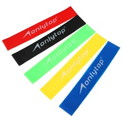 Набор фитнес-резинок ONLYTOP: нагрузка 4,5, 9, 13,6, 18,1, 22.7 кг, 5 шт.
