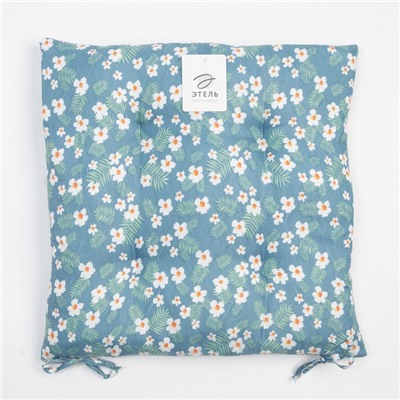 Сидушка на стул «Этель. Райские цветы», 40×40 см, синяя, 100% п/э