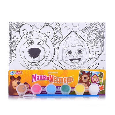 Холст для росписи 15*20 см. "Маша и Медведь"