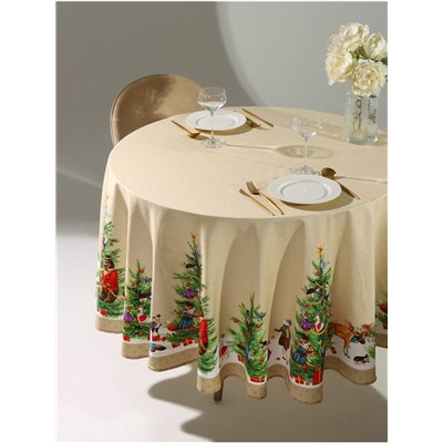 УЦЕНКА Скатерть Этель "Noble Christmas" d=220 +/- 3см с ГМВО, 100%хл, саржа 190 гр/м2