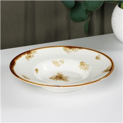 Тарелка для пасты Доляна Organic Gold, 150 мл, d=21 см, фарфор, белая