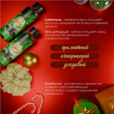 УЦЕНКА Новогодний подарочный набор косметики «Новогодний экспресс», с ароматом хвои и корицы. Зеленая серия