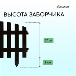 Ограждение декоративное, 35×210 см, 5 секций, пластик, коричневое, RENESSANS, Greengo