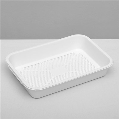 Туалет для кошек, 36×26×6.5 см, средний, с сеткой, пластик, белый