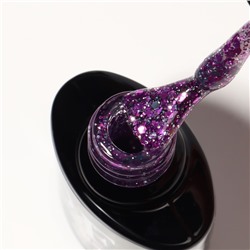 Гель лак для ногтей, с блёстками, трехфазный, 8 мл, LED/UV, прозрачный, фиолетовый (08)