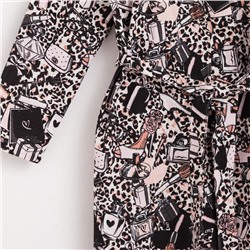 Халат женский удлинённый Этель «Леопард», размер 50-52, вафля 200 г/м², хлопок