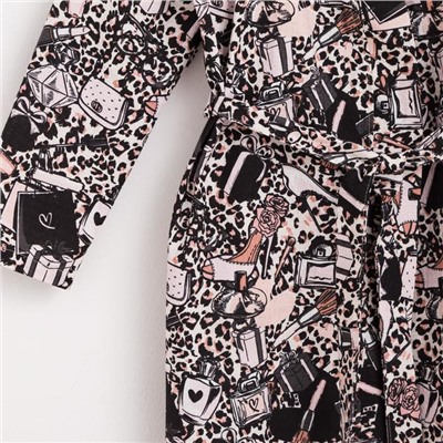 Халат женский удлинённый Этель «Леопард», размер 50-52, вафля 200 г/м², хлопок