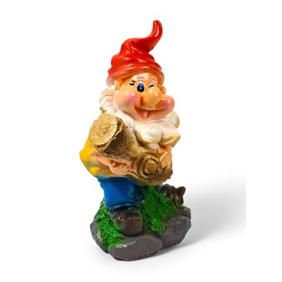 Садовая фигура из гипса «Гном с бревном», 37×19×23 см