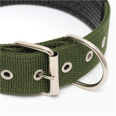 Ошейник «Комфорт», 60×4 см, ОШ 44-54 см, комбинированный, полиэстер, искусственная кожа, зелёный