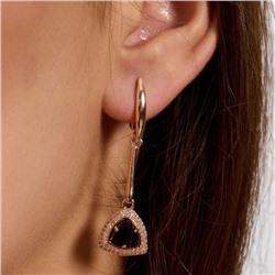 Комплект ювелирной бижутерии коллекция "Дубай" серьги и кольцо 18 р покрытие позолота, вставка: фианиты и цирконы, цвет: черный и прозрачный, арт.215.615-18