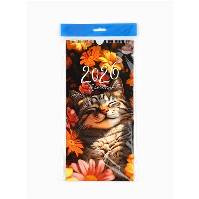 Календарь 2026 на ригеле «Кот в цветах» 16.5×34 см