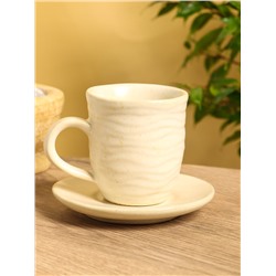 Чашка с блюдцем «Камень 2», 13×13×10 см, керамика, бежевая в крошку