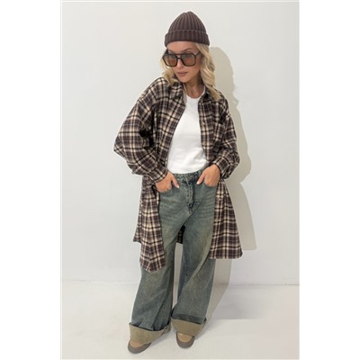 Рубашка женская  HUG077/07/Бордовый, белый