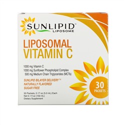 SunLipid, липосомальный витамин C, с натуральными ароматизаторами, 30 пакетиков по 5,0 мл (0,17 унции)