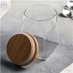 Банка стеклянная для хранения сыпучих продуктов «Эко. Трапеция», 350 мл, 7.5×10 см, с бамбуковой крышкой