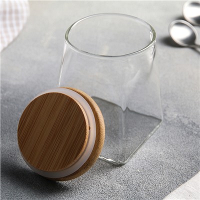 Банка стеклянная для хранения сыпучих продуктов «Эко. Трапеция», 350 мл, 7.5×10 см, с бамбуковой крышкой