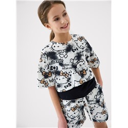 Комплект трикотажный для девочек: фуфайка (футболка), топ, шорты