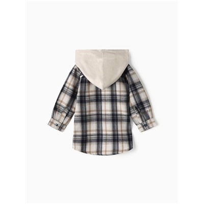 Рубашка фланелевая с капюшоном Крошка Я, рост 92-98 см, синие