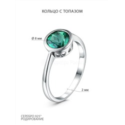 Серьги из серебра с зелёным топазом родированные 925 пробы GTE-3327-T