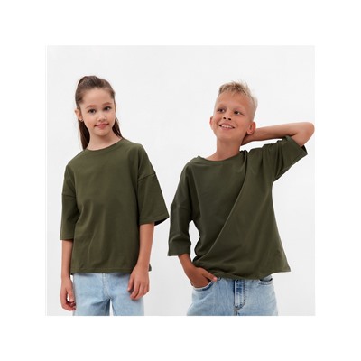 Футболка детская MINAKU: Basic line, цвет хаки, рост 104 см
