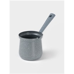 Турка Доляна «Мрамор грэй», 450 мл, d=9 см, 20×9×14 см, пластиковая ручка, антипригарное покрытие, индукция, серая