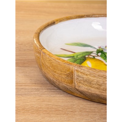 УЦЕНКА Блюдо «Лимоны» дерево манго 25×25×4.5 см