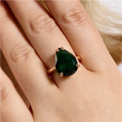 Кольцо 20 р ювелирная бижутерия Дубайское золото: покрытие позолота, вставка: фианит, цвет: зеленый, арт.414.137-20