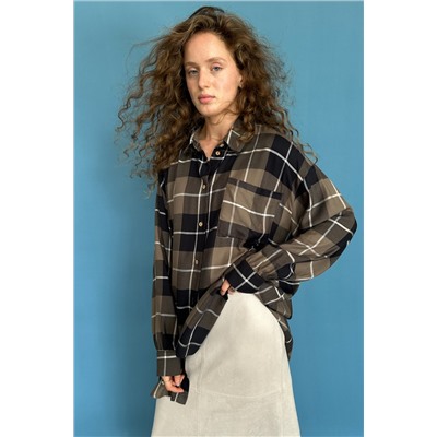 Рубашка женская  HUG077/09/Хаки, белый