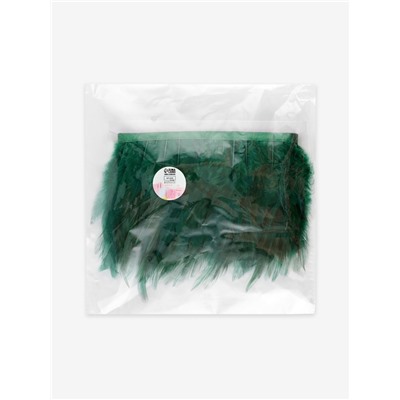 Перья петуха декоративные, на ленте, 10-15 см, 5±0.5 м, тёмно-зелёные