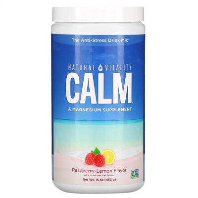 Natural Vitality, CALM, смесь для приготовления антистрессового напитка, со вкусом малины и лимона, 453 г (16 унций)