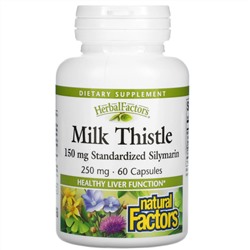 Natural Factors, Herbal Factors, Milk Thistle, 250 mg, 60 Capsules