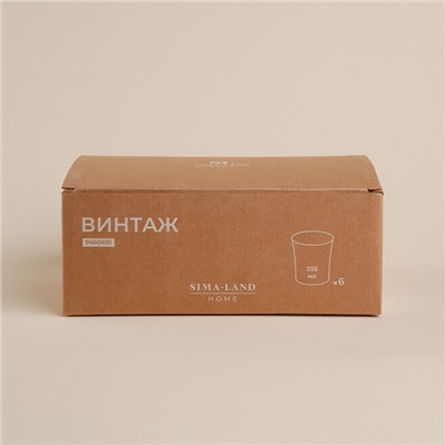 Набор стаканов SL Home «Винтаж», 300 мл, 8.2×8.5 см, низкие, стекло, прозрачный