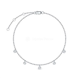 Браслет на ногу из серебра с фианитами родированный 561015_001
