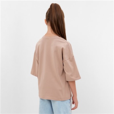 Футболка детская MINAKU:Basic line kids, бежевая, рост 122-128 см