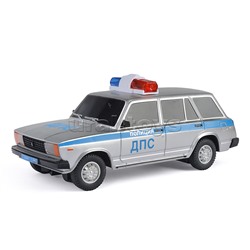 Машина р/у Lada ВАЗ-2104 ДПС 18 см, (свет, серебряный) в коробке