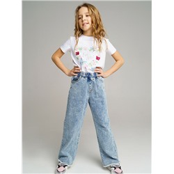 Брюки текстильные джинсовые для девочек