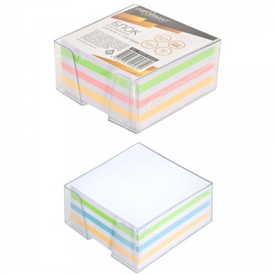 Бумага для заметок в пластик. боксе 9х9х5 см 4цв. ассорти NGB4-909050 inФОРМАТ