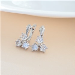 Серьги ювелирная бижутерия, покрытие посеребрение, вставка: фианиты, цвет: прозрачный, арт.213.599